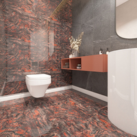 Carrelage de sol en marbre de porcelaine poli émaillé de couleur rouge foncé de 600x600, design marbre
