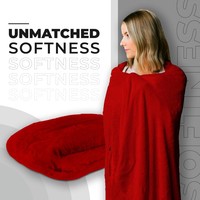 Couverture d'avion compacte et portable de qualité supérieure avec boutons-pression pour le cou, poches pour les pieds et pochette zippée, se transformant en coussin moelleux pour les voyages