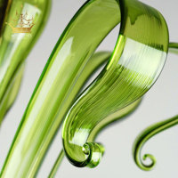 Lustre moderne en verre de Murano vert, lampe suspendue décorative italienne en verre soufflé à la main pour villa et salon