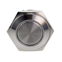 Interrupteur à bouton-poussoir momentané en acier inoxydable IP65 16 mm, tête plate ronde, 2 broches, anti-vandalisme