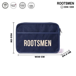 Grande trousse de toilette en toile marine enduite 30 cm, sac de toilette résistant à l'eau, poche frontale autoportante, impression de lettrage, logo personnalisé OEM - Product Image 5
