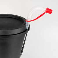 Gobelet en plastique PP écologique de 1100 ml, 2-en-1 pour collation et boisson avec paille, design moderne