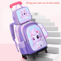 Baru 3D kartun kulit nilon kain tiga potong Set siswa sekolah dasar batang tarik tas sekolah tas makan siang langsung pabrik pasokan