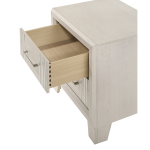 Mesita de Noche Contemporánea de Dos Cajones, Mueble de Madera en Color Blanco Beige - Product Image 2