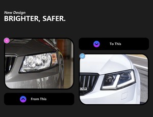 Fari HETOP Octavia 2015-<span class=keywords><strong>2017</strong></span>, Luci Fendinebbia LED H7, Luci Diurne DRL, Accessori Auto Tuning, Fari Anteriori per <span class=keywords><strong>SKODA</strong></span> Octavia - Product Image 2