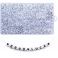 Perles en acrylique 4x7mm, 1400 pièces, boîte à 28 compartiments avec kit de perles en forme de cœur souriant pour la fabrication de bijoux DIY, bracelets et colliers