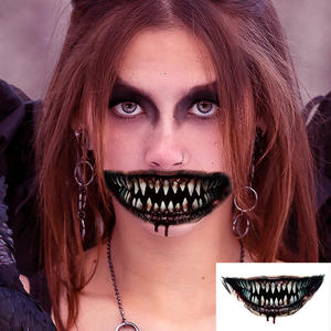Autocollant de tatouage temporaire 3D créatif d'<span class=keywords><strong>horreur</strong></span> pour Halloween 2024, visage à grande bouche, imperméable, <span class=keywords><strong>maquillage</strong></span> amusant pour le bras, fournitures de fête pour les vacances - Product Image 1