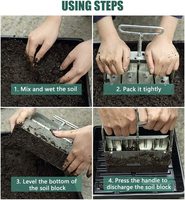 Alat Pembuat Blok Tanah Quad Soil Blocker dengan Pegangan Nyaman 2 Inci untuk Pembibitan