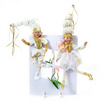 SOTE Naughty Xmas Jouets Elfes en Plastique et Fibre 60CM pour la Maison, Blanc et Or, Deux Paires Mixtes d'Elfs en Peluche