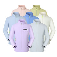 Veste unisexe en tissu composite fin 100 % polyester avec doublure en maille, col montant, fermeture éclair, couleur unie, style safari, respirante et personnalisable pour homme