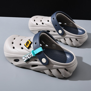 Men's Breathable <b>Clogs</b> EVA Thick Sole Anti-Slip Height Increasing Summer Beach Slippers Closed Toe With Diy Logo - Product Image 2