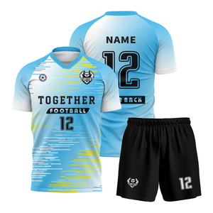 เสื้อฟุตบอลแบบสั่งทำพิเศษสำหรับทุกเพศ ผลิตจากโพลีเอสเตอร์ พร้อมตัวเลือกสำหรับการพิมพ์โลโก้และชื่อ ดีไซน์ทันสมัยสำหรับผู้ใหญ่ - Product Image 2