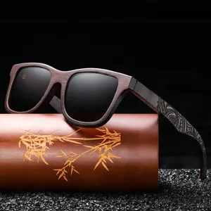 2610BN-gafas de sol de madera de bambú 2023 Natural, lentes polarizadas hechas a mano con revestimiento de espejo, con caja de regalo
