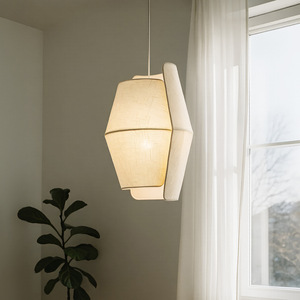 Lámpara colgante moderna de forma ovalada, tela blanca, LED E27, cabezal único, para dormitorio, estudio, cafetería - Product Image 1