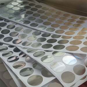 Etiquetas Adhesivas de Aluminio Acrílico Sensibles a la Presión Plateadas, de 20mm-50mm de Diámetro, de una Sola Cara, Impermeables, de Alta Adhesión para Enmascarar Botellas - Product Image 1