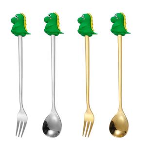 Cuillère en acier inoxydable <span class=keywords><strong>Fox</strong></span> Giraffe Little Monsters Spoon Liama Alpaca Frog, cadeau de Noël, cuillère dorée dinosaure, ensemble de couverts fourchette - Product Image 1