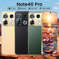 Parte trasera de cristal Note40 Teléfonos móviles Original Pro Pantalla HD de 7,3 pulgadas Dual Sim GSM Celular 5G Teléfonos móviles inteligentes
