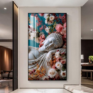 Vente en gros d'usine : Peintures murales en porcelaine LED avec statue de Bouddha exquise de haute qualité, idéales pour la décoration de bureaux et de maisons - Product Image 1