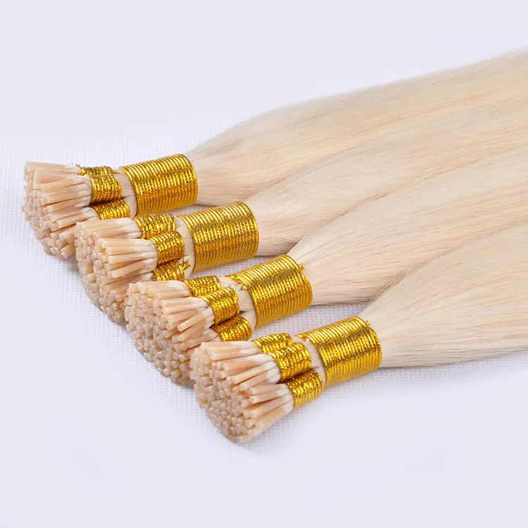 I Tip Hair Extension Double Drawn #613 Blonde Russia Human Keratin Stick I Tip Hair Extensions For White Women