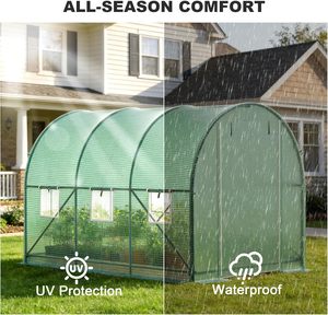 Serre tunnel de jardin extérieure robuste avec porte enroulable et fenêtres ventilées pour l'agriculture - Product Image 3