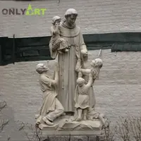 Life Size Religious Marble Saint St Anthony Statue With Baby