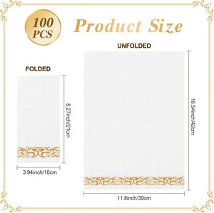 Goodluck Lot de 100 serviettes de table jetables en lin doré absorbant doux 1 pli essuie-mains pour fête salle de bain cuisine dîner sac - Product Image 3