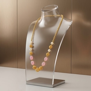 Collier Mala traditionnel en argent 925 avec pierres précieuses roses et perles, bijoux de créateur pour femmes - Product Image 2
