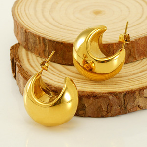 Zogxin Cuff Earrings Gold Steel Color Moon Shape Geometric Party Women's Jewelry - Product Image 4