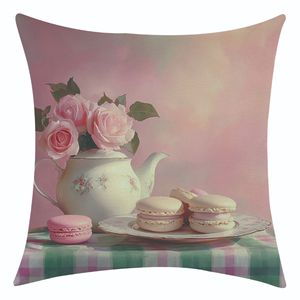 Funda de Almohada Floral Rosa, Decorativa para Sofá, Cojín Lumbar Rectangular Lavable, Estilo Pastoral para Sala de Estar - Product Image 3