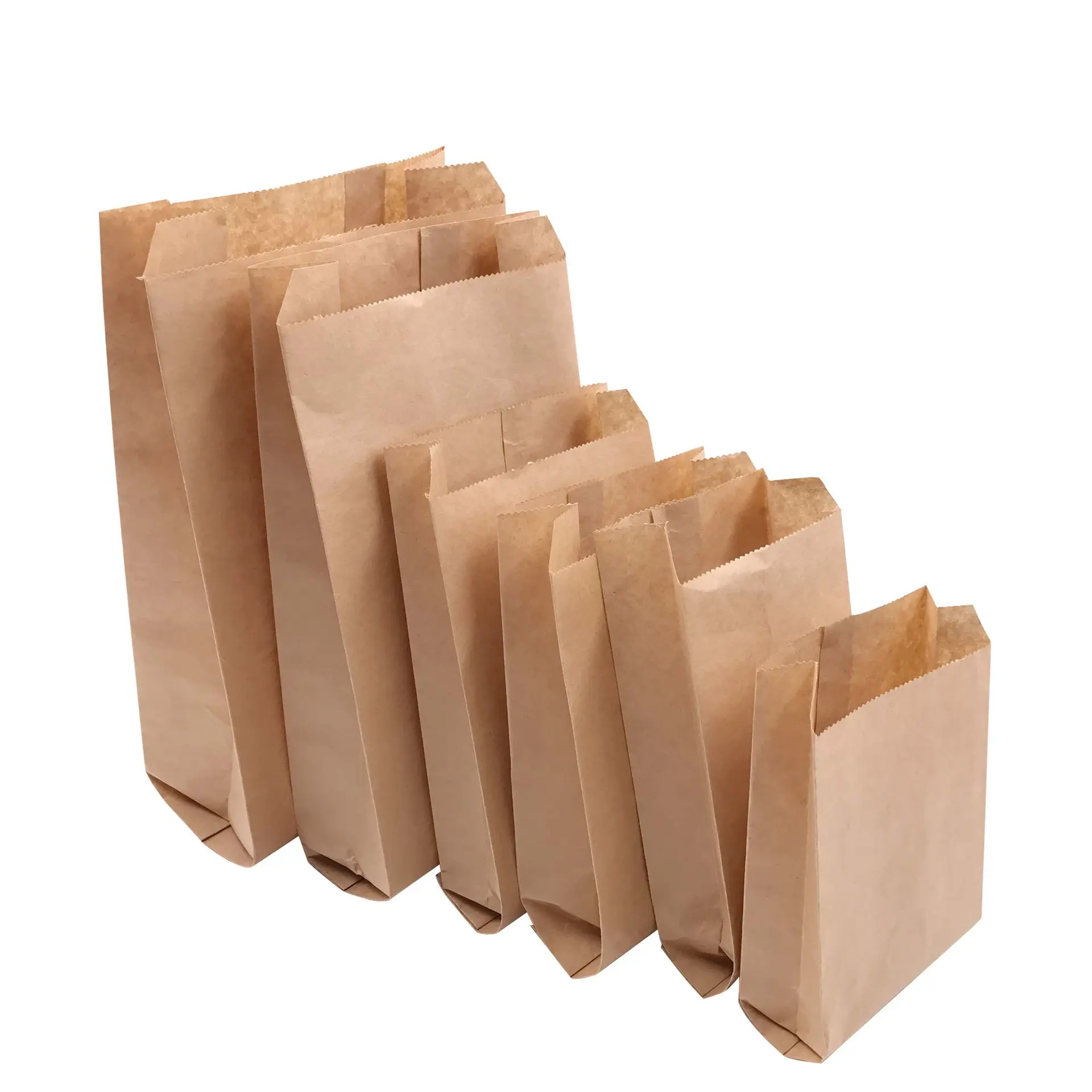 로고 크래프트 사센 페이퍼 구디 종이 가방 인쇄 식품 케이크 포장 샌드위치 가방 스낵 백 왁스 코팅 종이 플랫 10