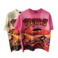 Camiseta Personalizada Vintage con Lavado Ácido para Hombre, Estilo Urbano Y2K, Oversize, de Algodón, con Estampado Gráfico, Ropa de Moda, Venta al Por Mayor OEM