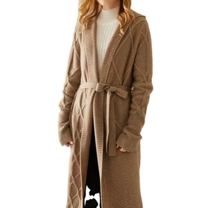 Oem Sweat à capuche en tricot épais Long Pull <span class=keywords><strong>Manteau</strong></span> Femmes Sans Bouton Couverture Longueur au Genou Cachemire Wrap Cable Knitting Coat Cardigan Avec Ceinture - Product Image 1