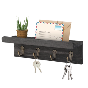 Étagère murale de style ferme, <span class=keywords><strong>porte</strong></span>-clés <span class=keywords><strong>mural</strong></span>, organisateur de <span class=keywords><strong>courrier</strong></span> en bois, <span class=keywords><strong>porte</strong></span>-clés rustique pour entrée, pour mur - Product Image 2