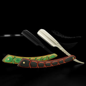 Rasoir pour hommes 2 couleurs rétro <span class=keywords><strong>à</strong></span> lame unique, épilation manuelle, bois de barbier, rasoir droit en métal sur la signification - Product Image 4