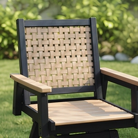 Fauteuil de patio pivotant moderne en PEHD, chaise d'extérieur en plastique recyclé écologique, bicolore, pour jardin, terrasse, véranda, villa, parc