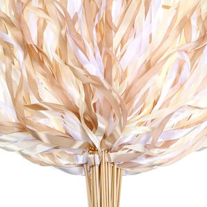 Rubans décoratifs blancs, marron et champagne, rubans en dentelle, bâtonnets de mariage, guirlandes de rubans de fête avec clochettes, guirlandes féériques en soie - Product Image 2