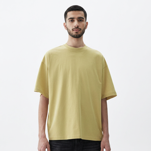 T-shirts personnalisés grande taille 100 % coton pour hommes, coupe ajustée, épaules tombantes, motif uni avec logo imprimé, manches courtes pour grands et grands-tailles - Product Image 1