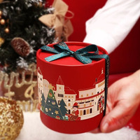 Boîte cadeau ronde de Noël personnalisée, emballage en papier rigide de luxe pour chocolats, bonbons, bougies avec ruban