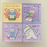 Aimant de réfrigérateur personnalisé en acrylique avec motif de chat de dessin animé, texte en anglais, autocollant magnétique pour la décoration de la maison
