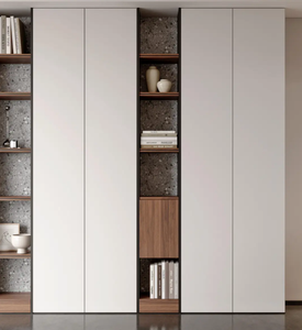 Armario moderno independiente de madera de melamina para apartamento, Hotel, dormitorio, puertas con bisagras, características plegables limpias, MDF para uso en comedor - Product Image 1