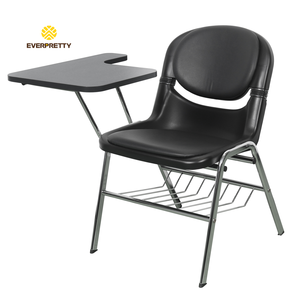 Chaise de dessin ergonomique moderne noire personnalisée, chaise de formation, chaise d'étude avec <span class=keywords><strong>tablette</strong></span> d'écriture et étagère de rangement pour les cours scolaires - Product Image 1