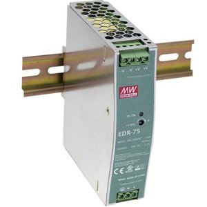 Mean Well EDR-75 <b>24V</b> 75W DIN Rail <b>Power</b> <b>Supply</b> Single Output Natural Convection Cooling - Product Image 1