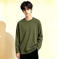 T-shirt en coton à manches longues 230g, coupe oversize, vierge, pour impression de logo personnalisé, col rond, automne, vente en gros
