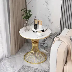 Nórdico luz luxo mármore mesa de café sala sofá mesa lateral varanda pequena mesa redonda