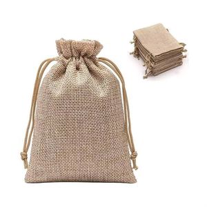 Custom Small Natural Hessian Burlap <b>Drawstring</b> Pouch for Jewelry Gifts or Shopping Jute <b>Drawstring</b> Bag - Product Image 1