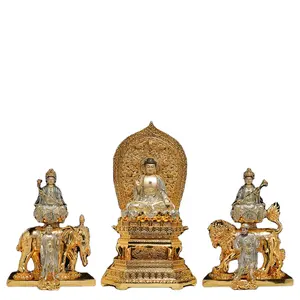 Latão filigree sakuni buda manjacri, samantabhadra, bodhisattva, estátua de buda, decoração de sala de estar