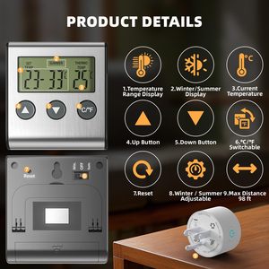 Thermomètre numérique pour viande à micro-ondes, pour la cuisine et le barbecue, avec horloge et minuteur, en plastique, pour fumoir et four - Product Image 6