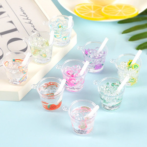Miniature ice cup toy keychain pendant, simulated shaved ice, smoothie, juice, food decoration, DIY dollhouse prop - Product Image 1