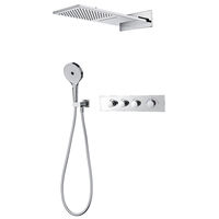Ensemble de douche encastré en laiton noir mat, avec mitigeur de douche à effet pluie et douchette à main en ABS – Meilleures ventes