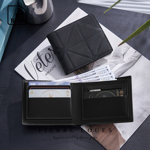 Pierre Loues <b>Men's</b> <b>RFID</b> <b>Wallet</b> Black Solid Color Multiple Card Slots Coin Purse Everyday Use Spring 2024 - Product Image 1